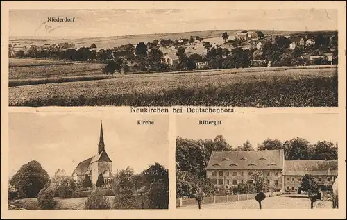 Ansichtskarte Deutschenbora-Nossen Neukirchen Rittergut Kirche 1936