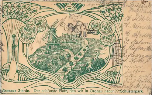 Ansichtskarte Gronau (Leine) Windmühle Jugendstil Künstlerkarte 1905