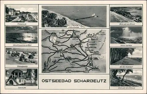Haffkrug-Scharbeutz Landkarte Umgebungskarte div.  Mehrbild-AK 1955