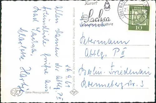 Bad Sachsa Stadtteilansichten ua. Badehaus, Schwimmbad, Jugendherberge 1961