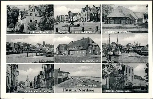 Husum MB-AK Hafen, Jugendherberge, Häuser, Osterfeld Bauernhaus uvm. 1955