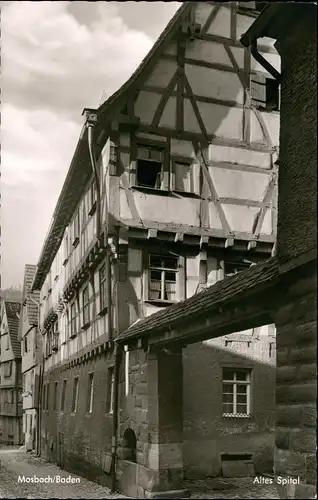 Ansichtskarte Mosbach (Baden) Altes Spital Strassen Partie Fachwerkbau 1955