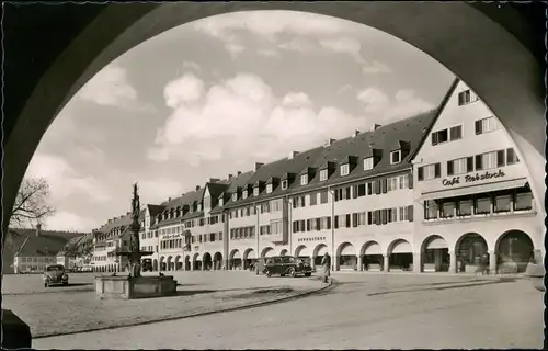 Freudenstadt Partie am Marktplatz, VW Käfer, Café Rebstock 1960