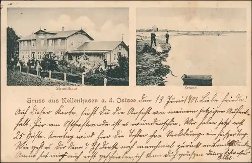 Ansichtskarte Kellenhusen (Ostsee) Strand und Strandhaus 2 Bild 1901