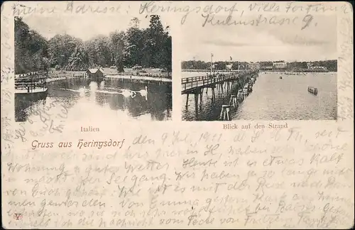 Ansichtskarte Heringsdorf Usedom 2 Bild Italien und Strand 1911
