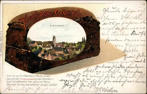 Ansichtskarte Steinhagen (Westfalen) Pumpernickel - Stadt Litho 1902