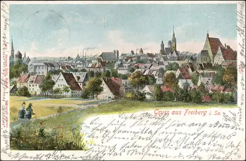 Ansichtskarte Freiberg (Sachsen) Stadtansicht 1906