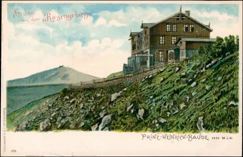 Postcard Krummhübel Karpacz Prinz-Heinrich-Baude 1908 Prägekarte