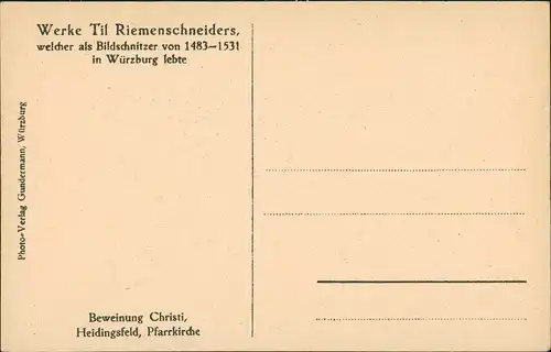 Heidingsfeld-Würzburg Pfarrkirche Motiv-AK mit Werke Til Riemenschneider 1925