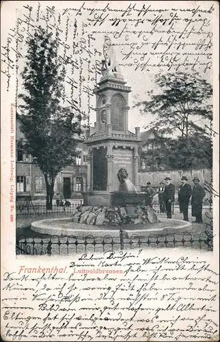 Ansichtskarte Frankenthal (Pfalz) Luitpoldbrunnen Männer - Häuser 1907