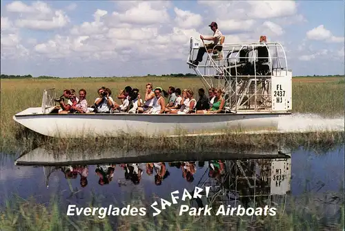 Postcard Miami Air Boat Safari Park People Photo-Shooting 1990