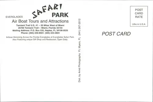 Postcard Miami Air Boat Safari Park People Photo-Shooting 1990