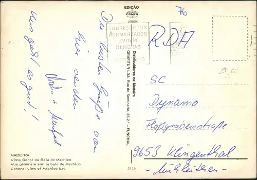 Machico Vista Geral da Baia de Machico/General view of Machico bay 1975