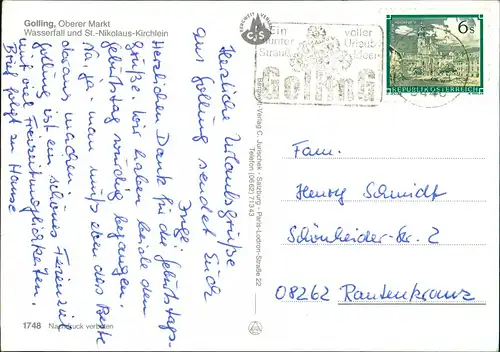 Golling an der Salzach VW Käfer Oberer Markt, Wasserfall,  Kirchlein 1980