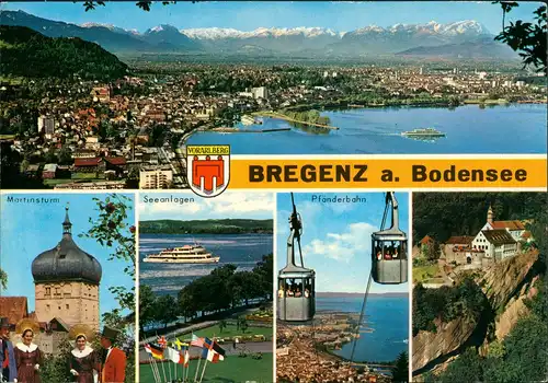 Ansichtskarte Bregenz Panorama-Ansicht, See-Anlagen, Pfänderbahn uvm. 1989