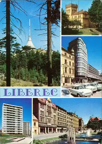 Reichenberg Liberec Mehrbildkarte 5 Stadtteil- Umland-Ansichten 1980