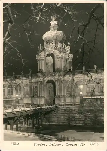 Ansichtskarte Innere Altstadt-Dresden Zwinger bei nacht 1959 Walter Hahn:13504