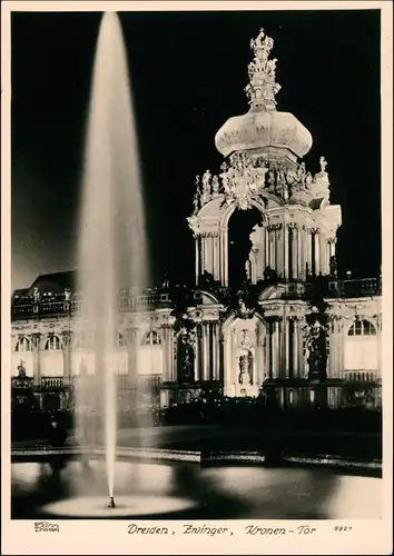 Dresden Zwinger Kronentor Fontaine bei Nacht 1940 Walter Hahn:9921