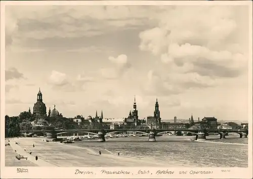 Ansichtskarte Dresden Stadt, Stimmungsbild Elbwiesen 1962 Walter Hahn:12604