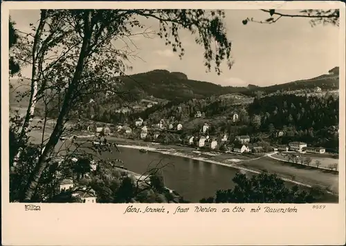 Ansichtskarte Wehlen Stadt mit Rauenstein 1956 Walter Hahn:8957