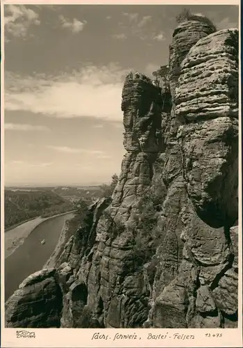 Rathen Basteifelsen (Sächsische Schweiz) Elbtal 1958 Walter Hahn:13475