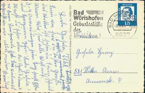 Ansichtskarte Bad Wörishofen Kurhotel Eichwald 1965