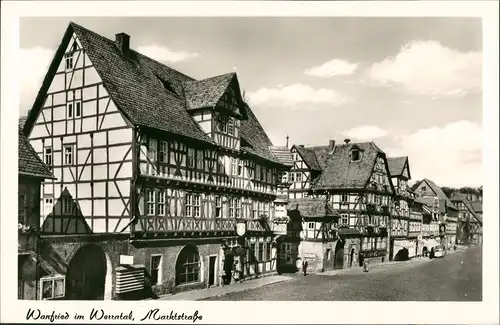 Ansichtskarte Wanfried Marktstrasse Häuser Partie, Fachwerkäuser 1955