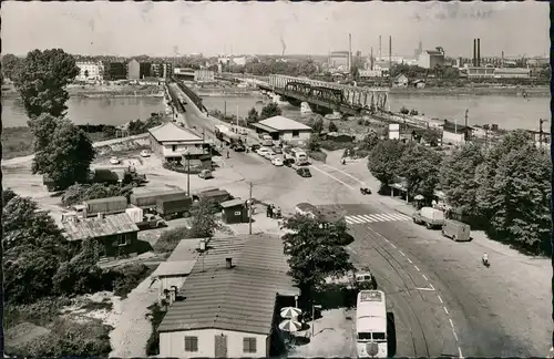 Ansichtskarte Kehl (Rhein) Rhein Brücke mit Zoll Grenze zu Frankreich 1960