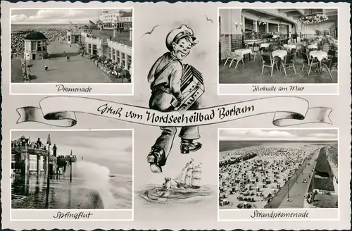 Ansichtskarte Borkum Promenade, Springflut 1962