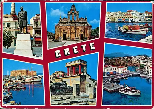 KRETA (Allgemein) Kreta 6 Foto-Ansichten Mehrbildkarte ua. Häfen 1980
