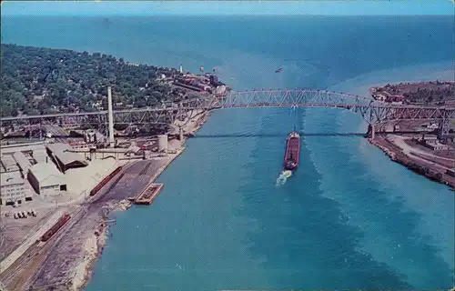 Michigan (Sehenswürdigkeiten) MICHIGAN THUMB SCENERY Port Huron Brücke Luftbild 1976