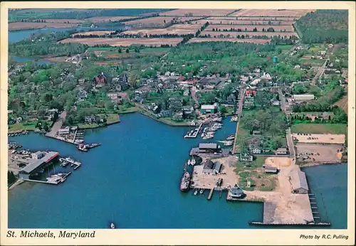 St. Michaels Luftbild Überflug mit Hafen-Anlage Aerial View 1979