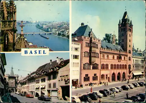 Ansichtskarte Basel Mehrbild-AK 3 Fotos Stadtansichten 1965