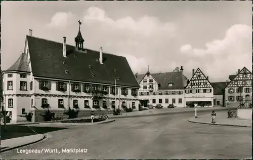 Ansichtskarte Langenau Marktplatz 1963