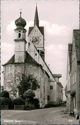 Ansichtskarte Neustadt a.d.Donau Straße Milch und Feinkost 1961