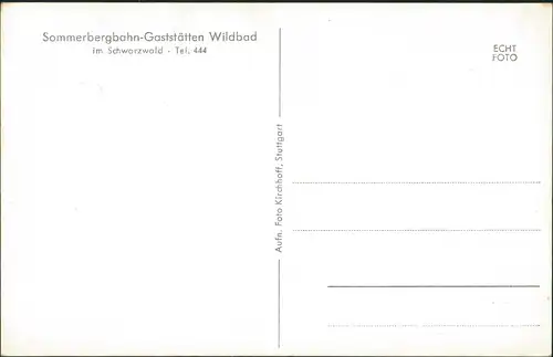 Ansichtskarte Bad Wildbad Sommerbergbahn-Gaststätten 1961