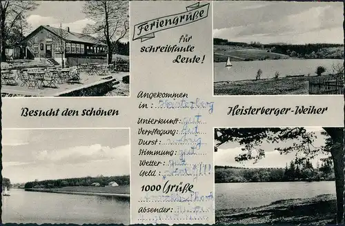 Heisterberg-Driedorf Mehrbild-AK Heisterberger-Weiher & GASTHOF WOLF 1955
