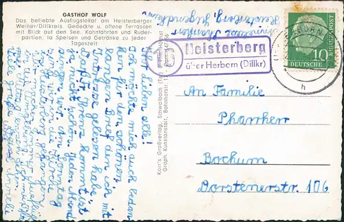 Heisterberg-Driedorf Mehrbild-AK Heisterberger-Weiher & GASTHOF WOLF 1955