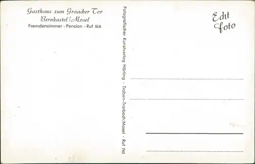 Bernkastel-Kues  Partie Markthalle, Gasthaus zum Graacher Tor 1955