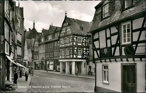 Montabaur Kleiner Markt, Personen, Geschäfte Fachwerkbauten 1963