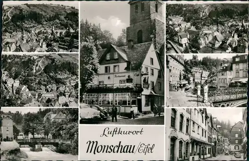 Monschau/Eifel Montjoie Mehrbild-AK Eifel Stadt mit 7 Echtfoto-Ansichten 1960