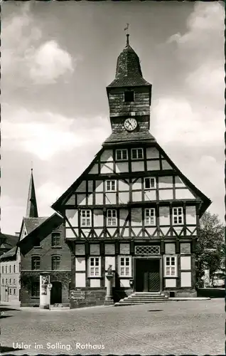 Ansichtskarte Uslar Rathaus Fachwerkhaus Strassen Partie 1960/1961