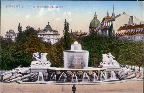 Ansichtskarte München Wittelsbacher Brunnen 1910