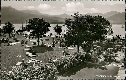 Ansichtskarte Tegernsee (Stadt) Strandbad Partie mit Berg Panorama 1964