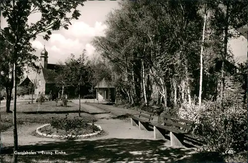 Ansichtskarte Gerolzhofen Partie in den Anlagen mit evang. Kirche 1962