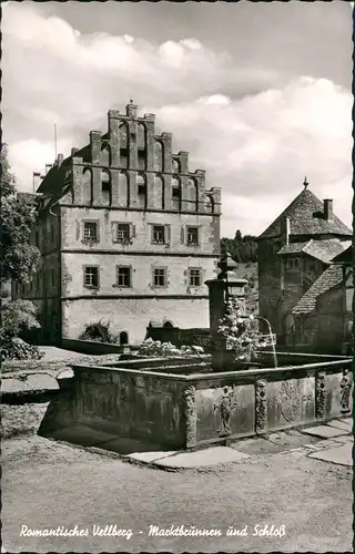 Ansichtskarte Vellberg Markt-Brunnen und Schloss Außenansicht 1960
