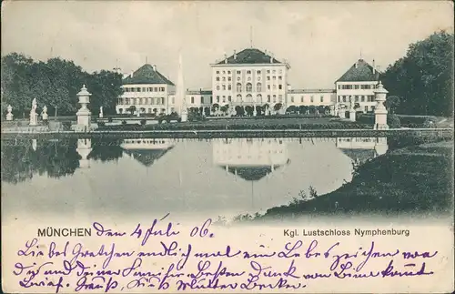 Ansichtskarte München Schloss Nymphenburg Fontaine 1907