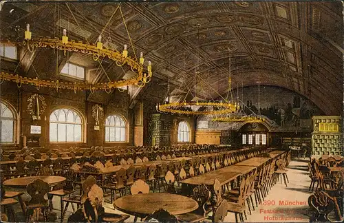 Ansichtskarte München Hofbräuhaus - Innen 1912