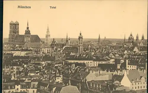 Ansichtskarte München Panorama Altstadt Frauenkirche Rathaus 1913