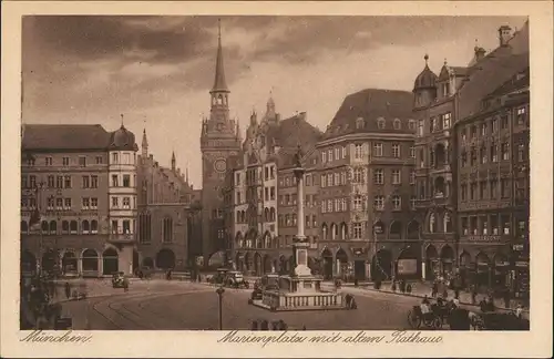 Ansichtskarte München Marienplatz Altes Rathaus Mariensäule 1910